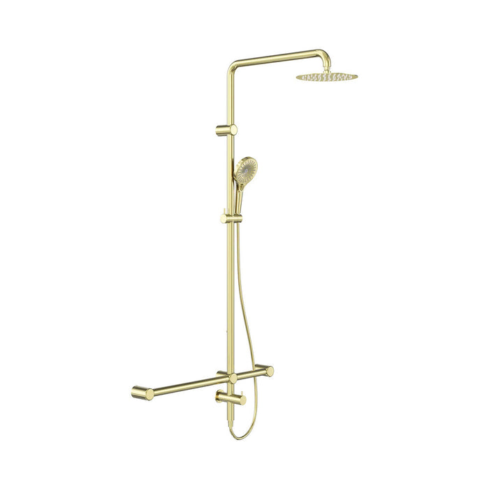 600*1600mm Nero Mecca Care 32mm T Bar Grab Rail Twin Shower Set