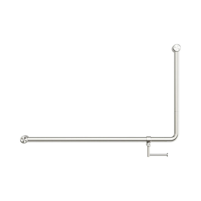 1000*600mm Nero Mecca Care 32mm DDA Accessible Toilet 90 Degree Bent Tube Grab Rail With Toilet Roll Holder
