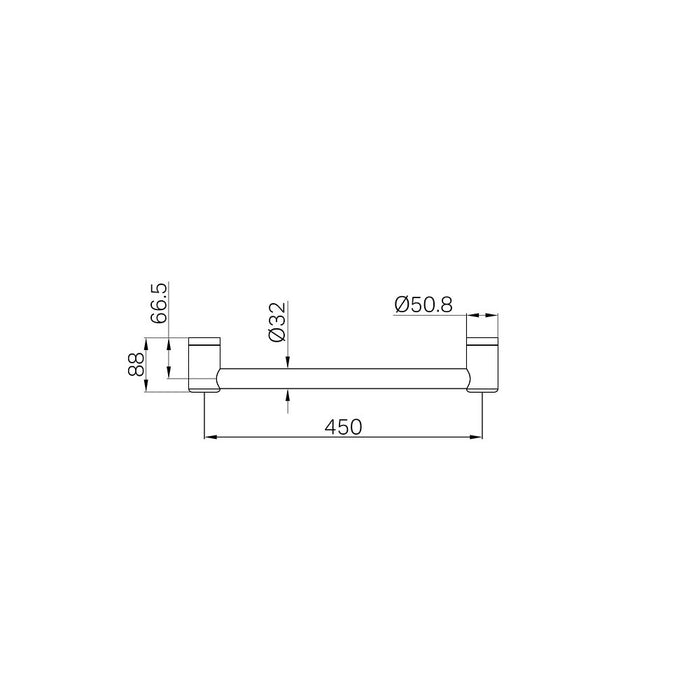 300/450/600/900/1200mm Nero Mecca Care 32mm Stainless Steel Grab Rail