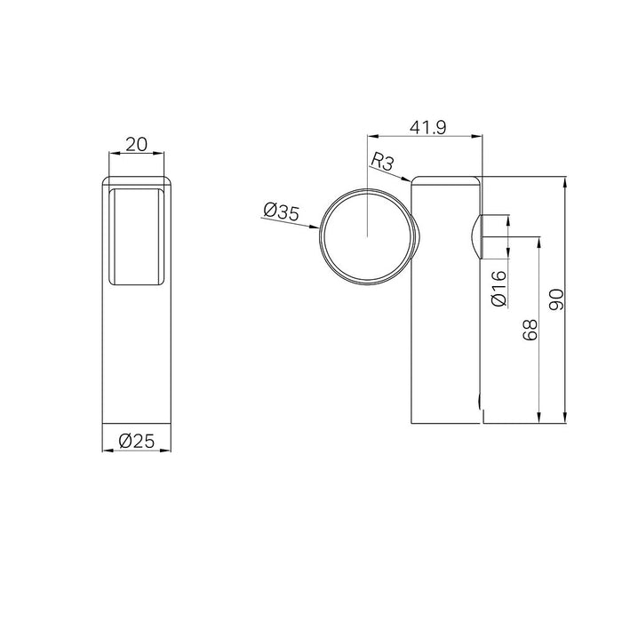 Nero Mecca Care Make Your Own 32mm Stainless Steel Hand Rail Undermount Mid Bracket