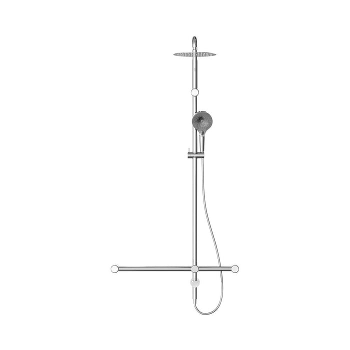 600*1600mm Nero Mecca Care 32mm T Bar Grab Rail Twin Shower Set