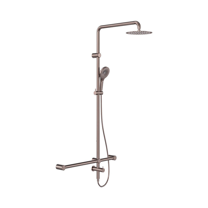 600*1600mm Nero Mecca Care 32mm T Bar Grab Rail Twin Shower Set