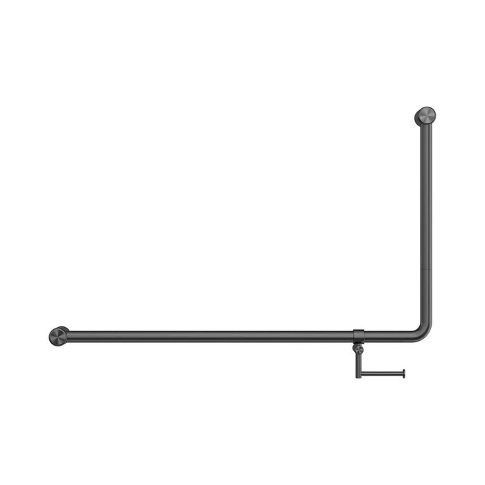 1000*600mm Nero Mecca Care 32mm DDA Accessible Toilet 90 Degree Bent Tube Grab Rail With Toilet Roll Holder