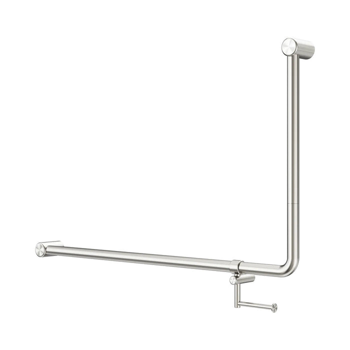 1000*600mm Nero Mecca Care 32mm DDA Accessible Toilet 90 Degree Bent Tube Grab Rail With Toilet Roll Holder