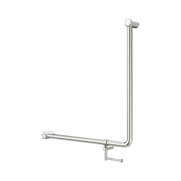 750*750mm Nero Mecca Care 32mm 90 Degree NZ4121 Accessible Toilet Grab Rail With Toilet Roll Holder