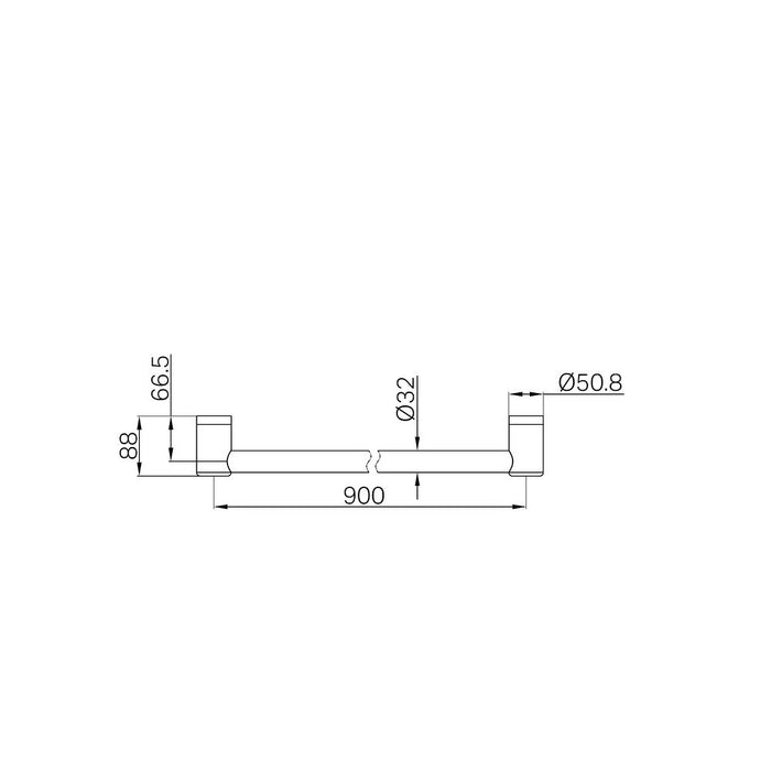 300/450/600/900/1200mm Nero Mecca Care 32mm Stainless Steel Grab Rail