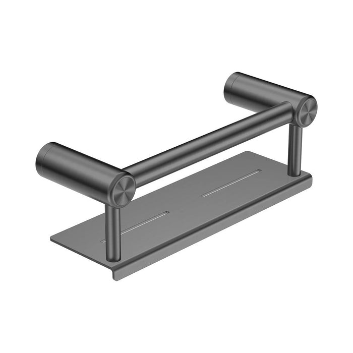 300/450mm Nero Mecca Care 25mm Stainless Steel Grab Rail With Shelf