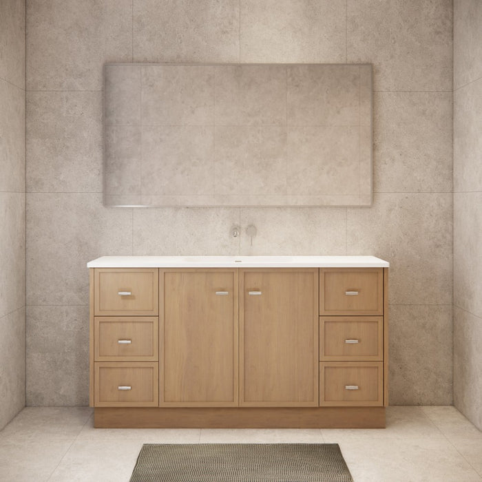 600-1500*450*820mm ABS Tofino Coastal Oak Shaker Plywood Freestanding Vanity With Kickboard