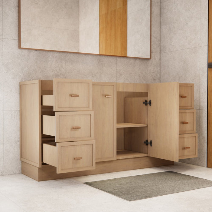 600-1500*450*820mm ABS Tofino Coastal Oak Shaker Plywood Freestanding Vanity With Kickboard