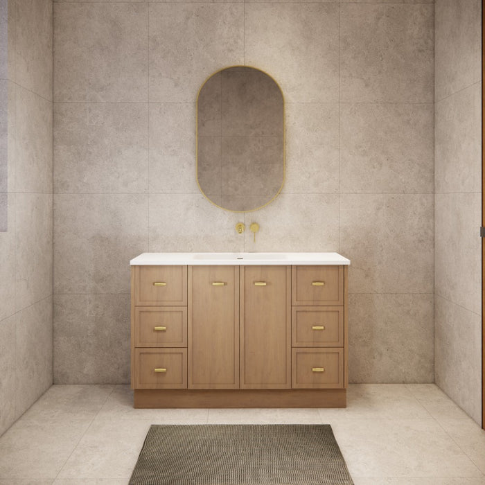 600-1500*450*820mm ABS Tofino Coastal Oak Shaker Plywood Freestanding Vanity With Kickboard