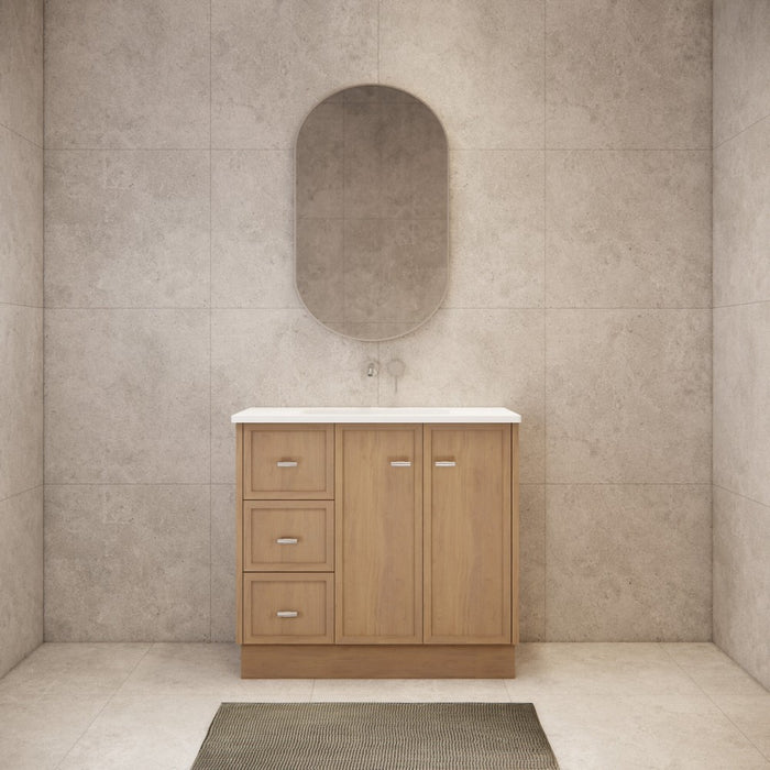 600-1500*450*820mm ABS Tofino Coastal Oak Shaker Plywood Freestanding Vanity With Kickboard