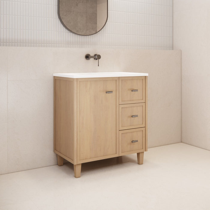 600-1500*450*820mm ABS Tofino Coastal Oak Shaker Plywood Freestanding Vanity With Wood Legs