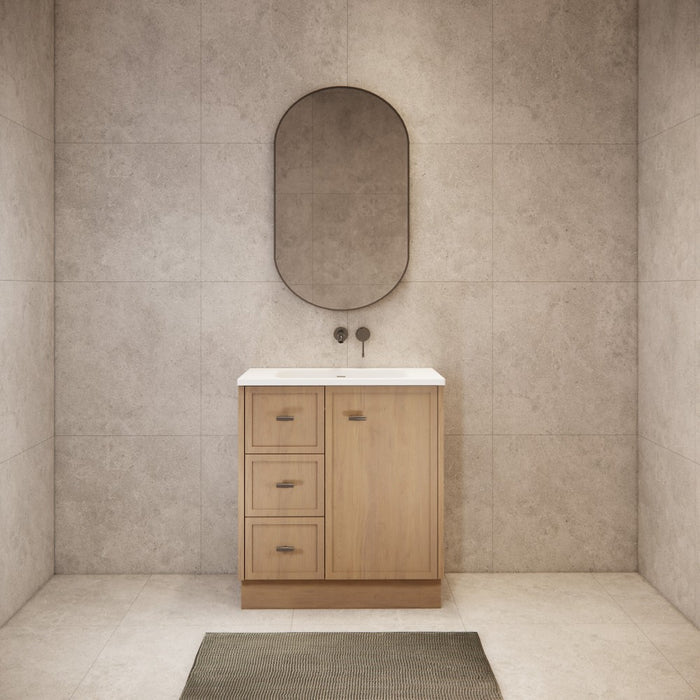 600-1500*450*820mm ABS Tofino Coastal Oak Shaker Plywood Freestanding Vanity With Kickboard
