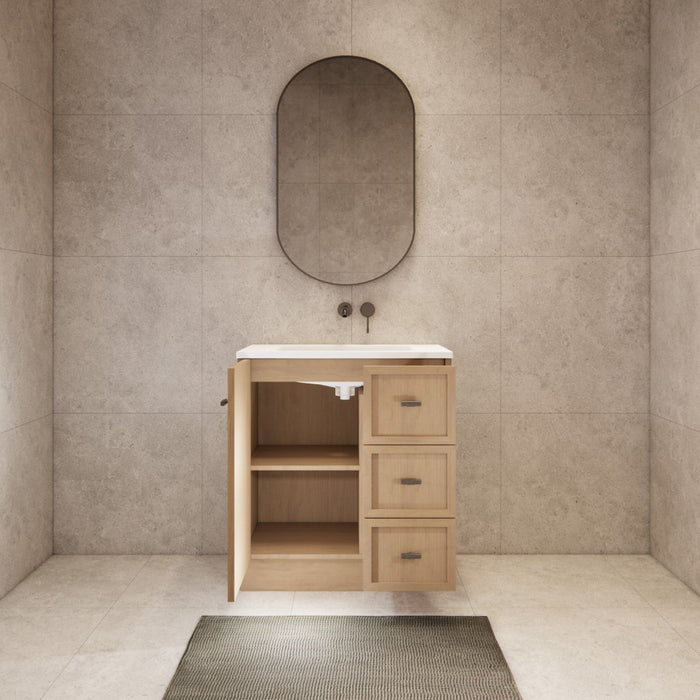 600-1500*450*820mm ABS Tofino Coastal Oak Shaker Plywood Freestanding Vanity With Kickboard
