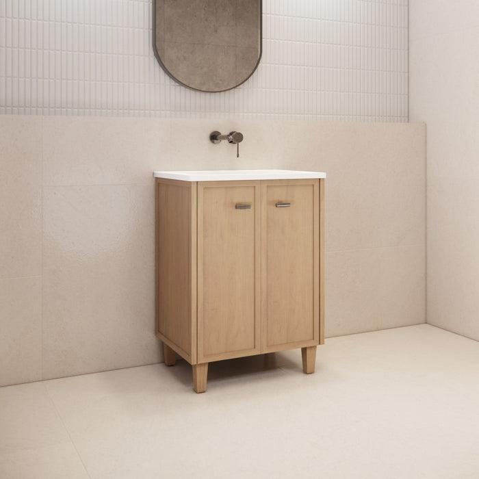 600-1500*450*820mm ABS Tofino Coastal Oak Shaker Plywood Freestanding Vanity With Wood Legs