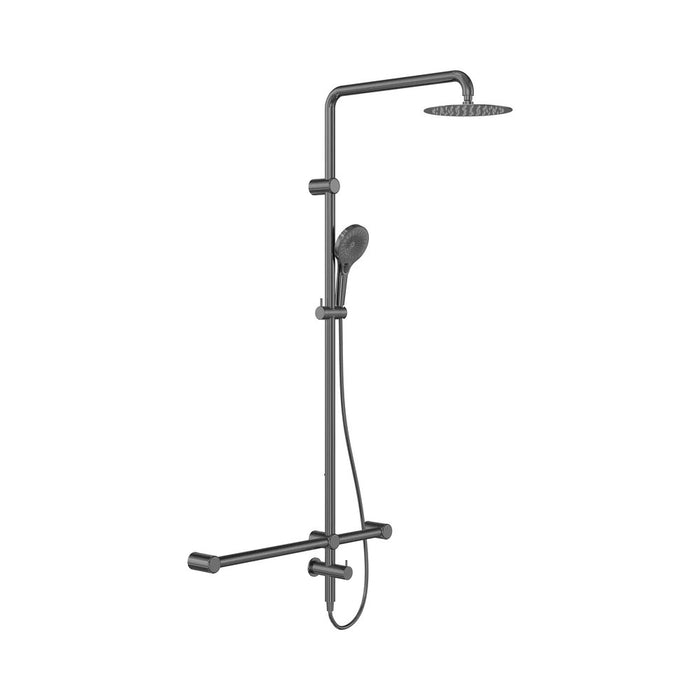 600*1600mm Nero Mecca Care 32mm T Bar Grab Rail Twin Shower Set