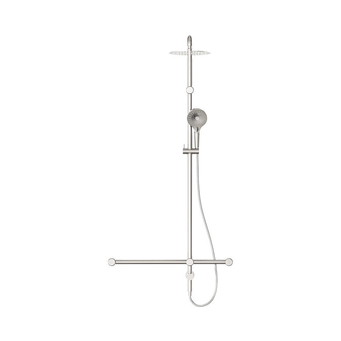 600*1600mm Nero Mecca Care 32mm T Bar Grab Rail Twin Shower Set