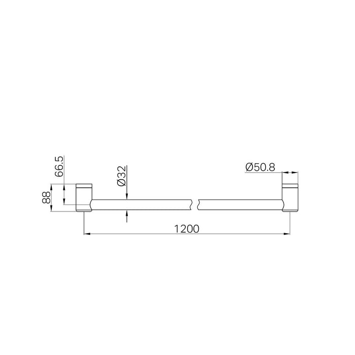 300/450/600/900/1200mm Nero Mecca Care 32mm Stainless Steel Grab Rail