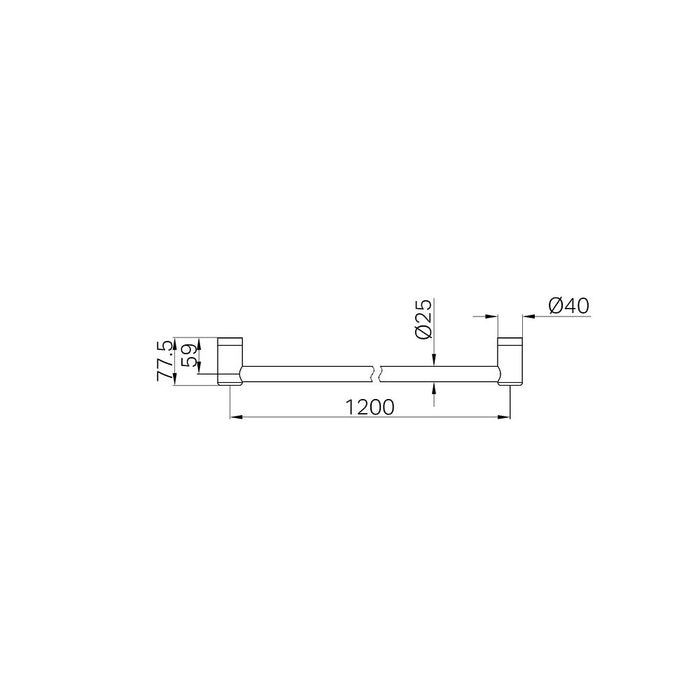 300/450/600/900/1200mm Nero Mecca Care 25mm Stainless Steel Grab Rail