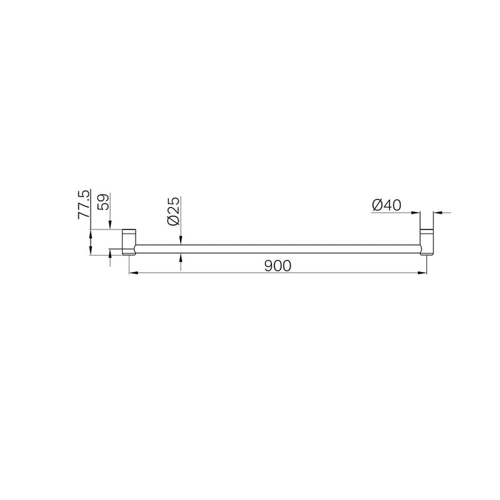 300/450/600/900/1200mm Nero Mecca Care 25mm Stainless Steel Grab Rail