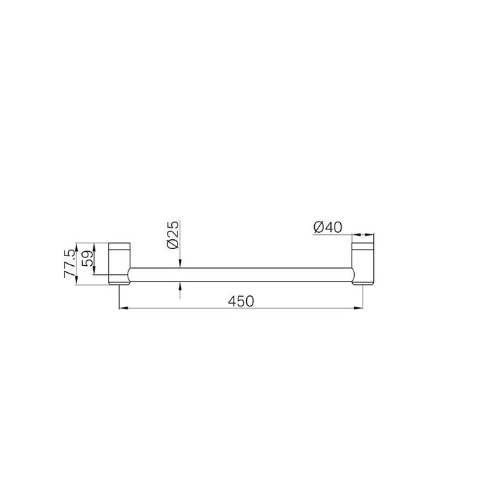 300/450/600/900/1200mm Nero Mecca Care 25mm Stainless Steel Grab Rail