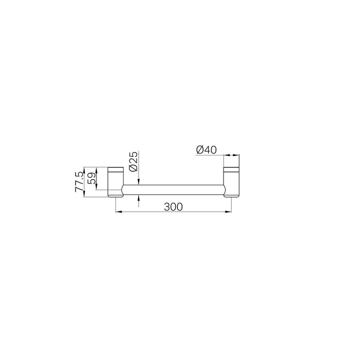 300/450/600/900/1200mm Nero Mecca Care 25mm Stainless Steel Grab Rail
