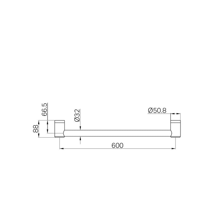 300/450/600/900/1200mm Nero Mecca Care 32mm Stainless Steel Grab Rail