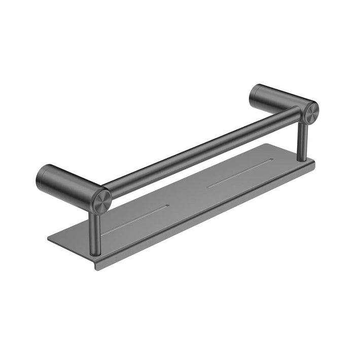 300/450mm Nero Mecca Care 25mm Stainless Steel Grab Rail With Shelf