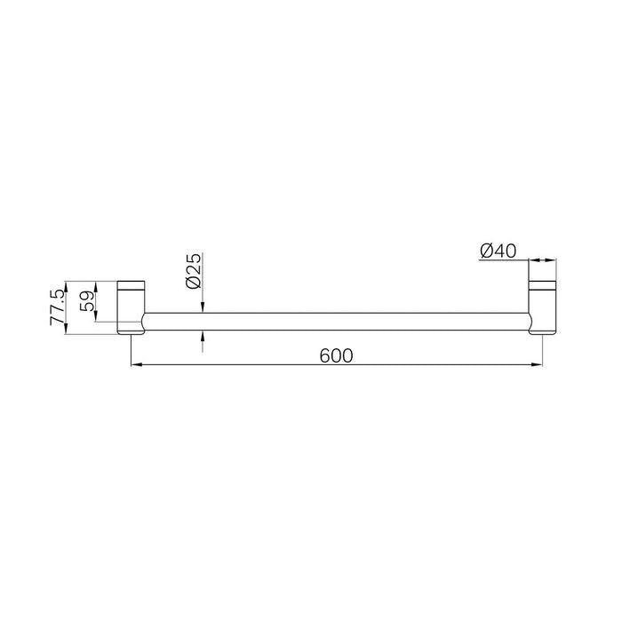 300/450/600/900/1200mm Nero Mecca Care 25mm Stainless Steel Grab Rail