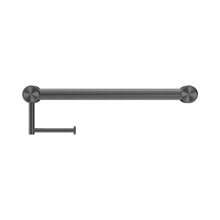 450mm Nero Mecca Care Stainless Steel 32mm Grab Rail With Toilet Roll Holder