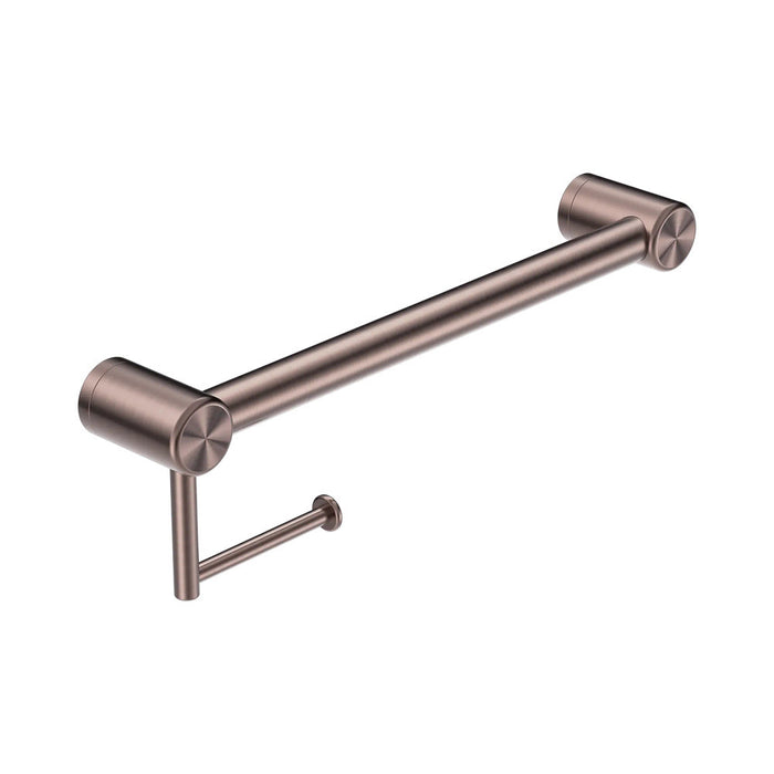 450mm Nero Mecca Care Stainless Steel 32mm Grab Rail With Toilet Roll Holder
