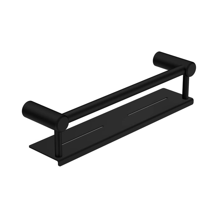 300/450mm Nero Mecca Care 25mm Stainless Steel Grab Rail With Shelf