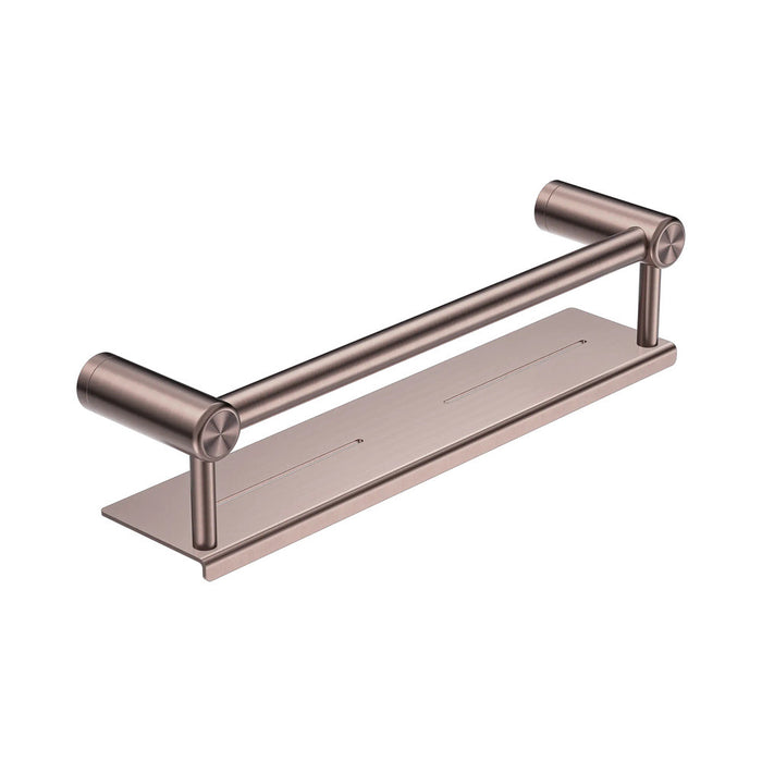 300/450mm Nero Mecca Care 25mm Stainless Steel Grab Rail With Shelf