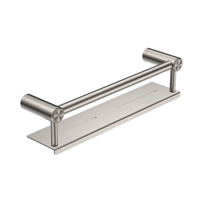 300/450mm Nero Mecca Care 25mm Stainless Steel Grab Rail With Shelf