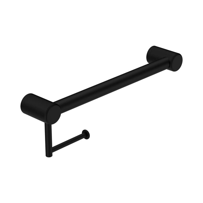 450mm Nero Mecca Care Stainless Steel 32mm Grab Rail With Toilet Roll Holder