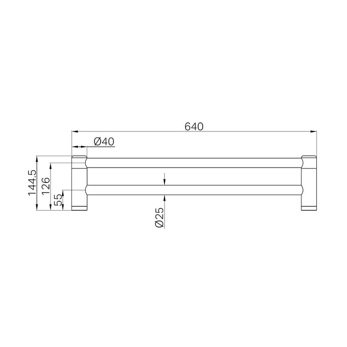 600/900mm Nero Mecca Care 25mm Stainless Steel Double Towel Grab Rail