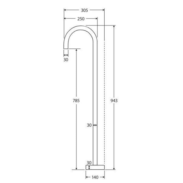 Fienza Kaya Brushed Copper Solid Brass Gooseneck Floor Mounted Bath Outlet