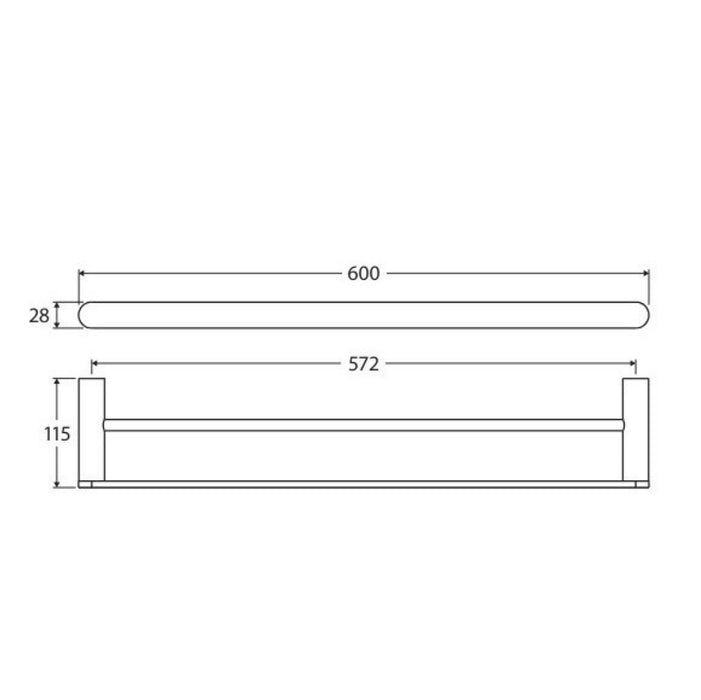 600mm Fienza Empire Brushed Copper Stainless Steel Round Slim Double Towel Rail