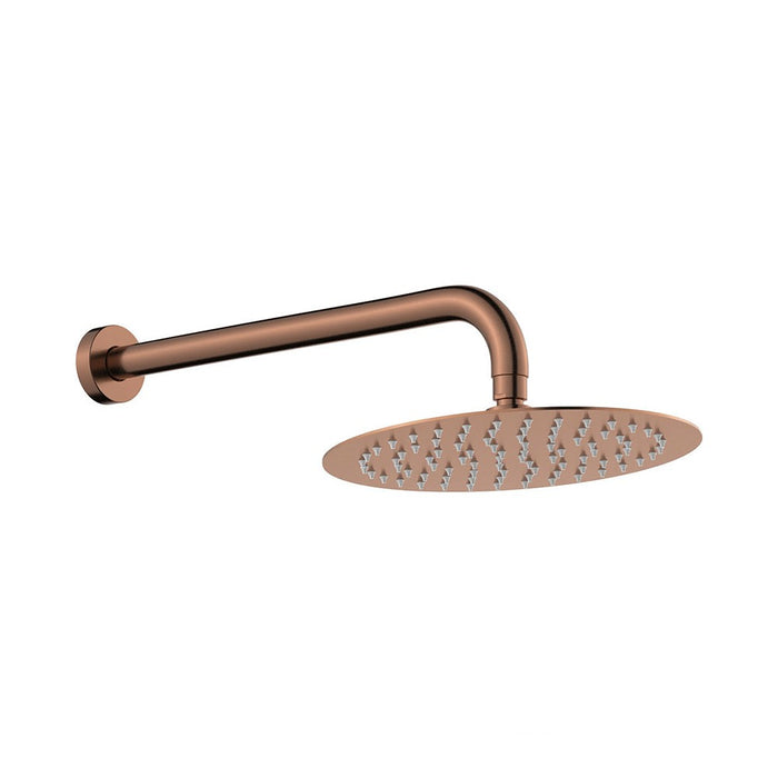 250mm Fienza Kaya Brushed Copper Stainless Steel Round Shower Arm Set