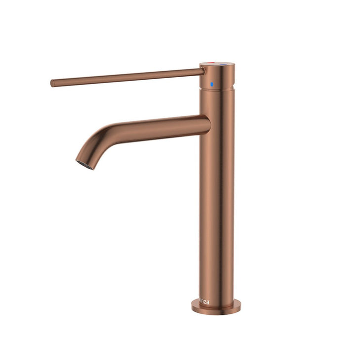 Fienza Kaya Brushed Copper Stainless Steel Round Care Medium Basin Mixer