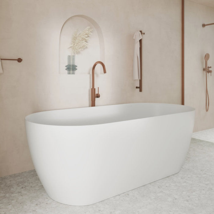 Fienza Kaya Brushed Copper Lead Free Solid Brass Round Floor Mounted Bath Mixer