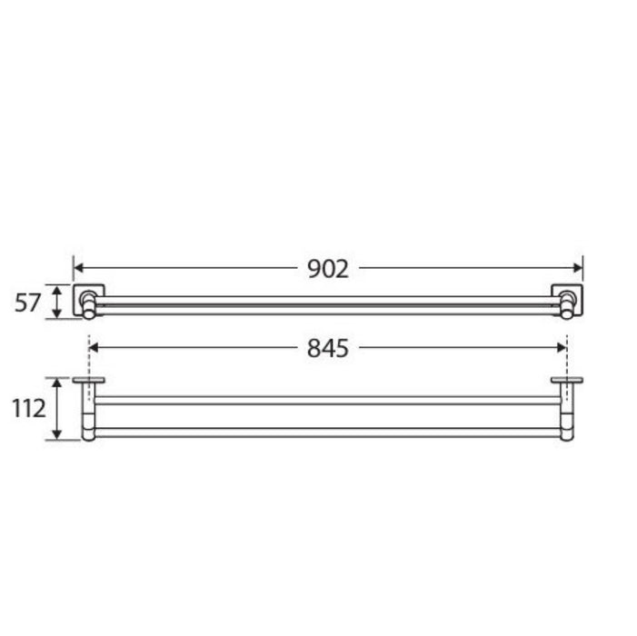 900mm Fienza Sansa Brushed Copper Stainless Steel Square Plate Double Towel Rail
