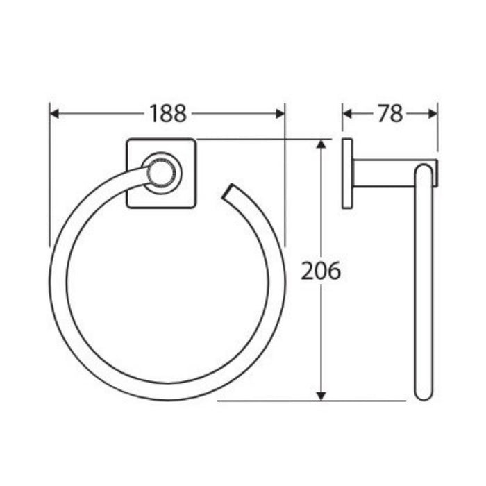 Fienza Sansa Brushed Copper Stainless Steel Square Plate Towel Ring