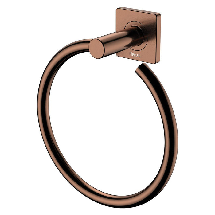 Fienza Sansa Brushed Copper Stainless Steel Square Plate Towel Ring