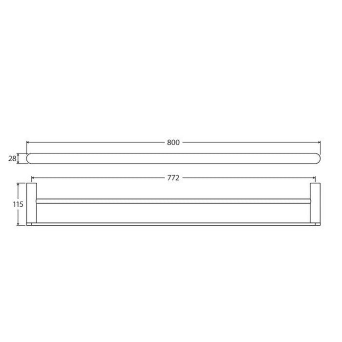 800mm Fienza Empire Brushed Copper Stainless Steel Round Slim Double Towel Rail