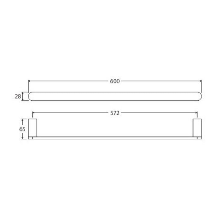 600mm Fienza Empire Brushed Copper Stainless Steel Round Slim Single Towel Rail