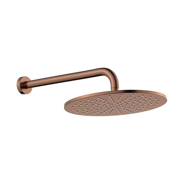 303mm Fienza Empire Brushed Copper Stainless Steel Round Slim Shower Arm Set