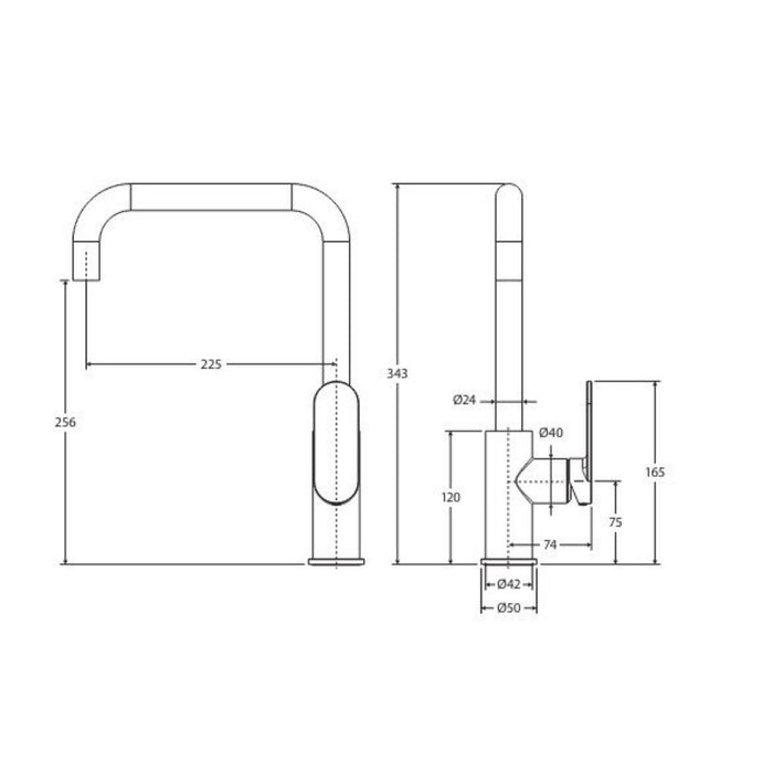Fienza Empire Brushed Copper Stainless Steel Slim Sink Mixer