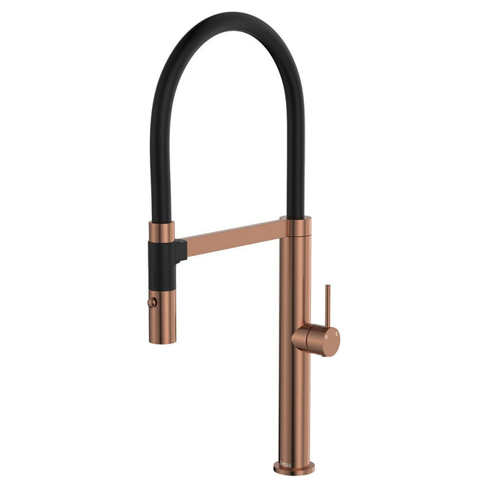 Fienza Kaya Brushed Copper Stainless Steel Round Pull Down Sink Mixer