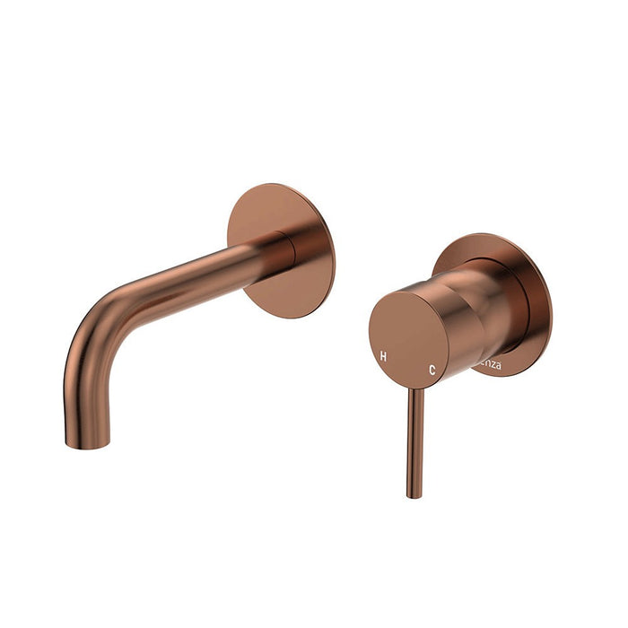 130mm Fienza Kaya Brushed Copper Stainless Steel Round Wall Basin/Bath Mixer
